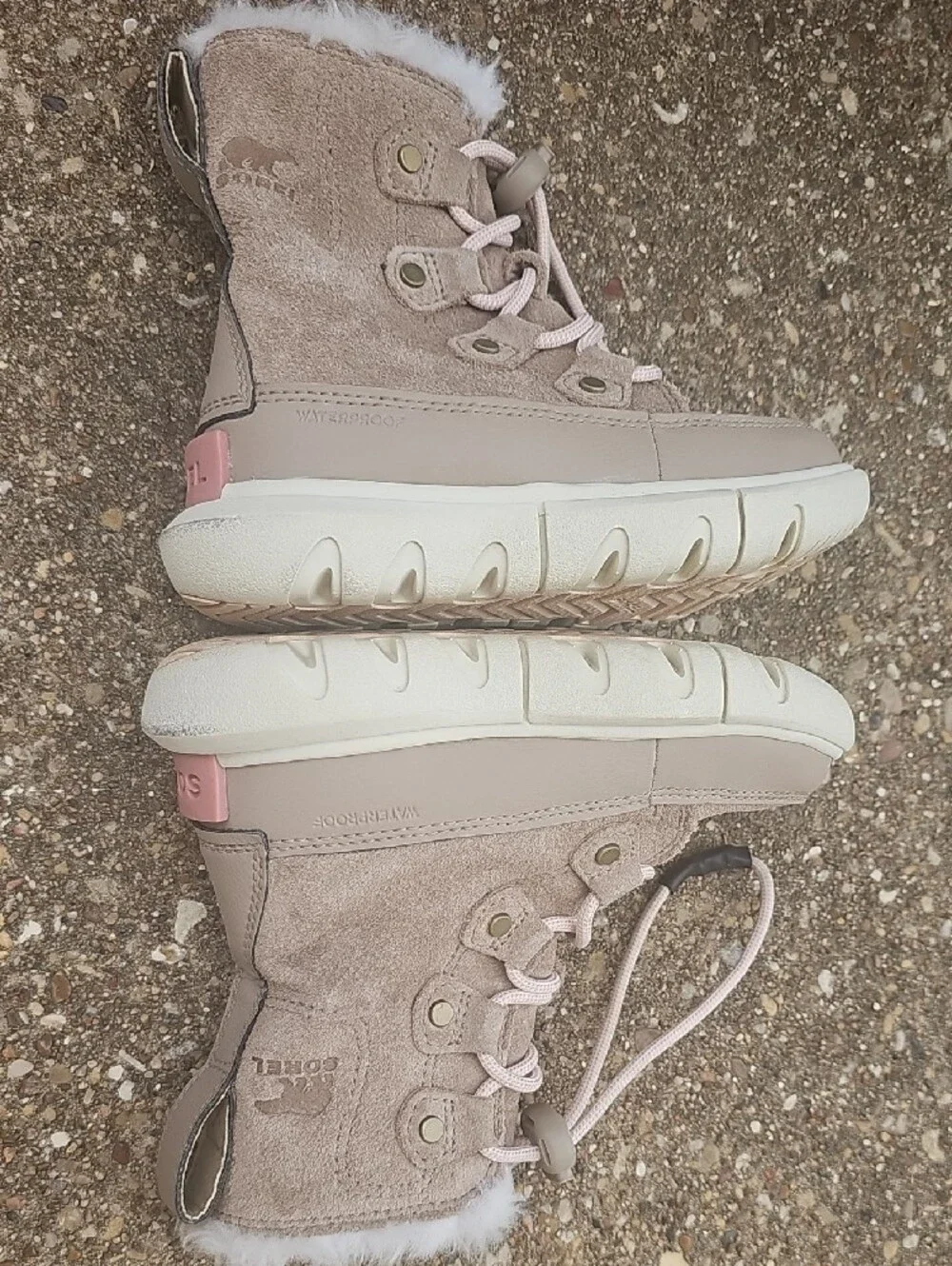 Sorel Explorer Waterproof Taupe Tan Suede Leather Faux-Fur Winter Boot Toddler 9